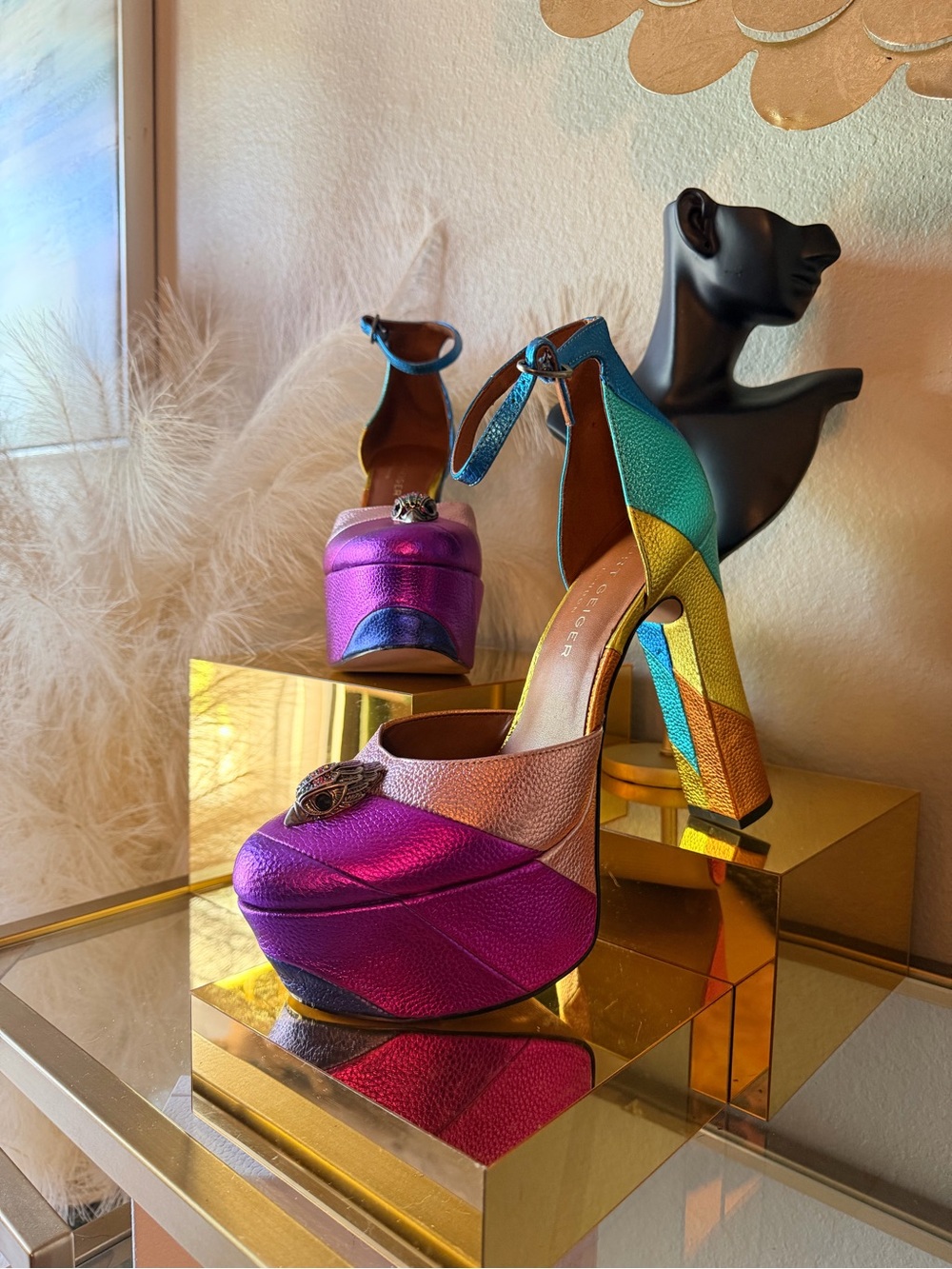 Kurt Geiger Multicolor Metallic Platform Sandals - Picture 4 of 12